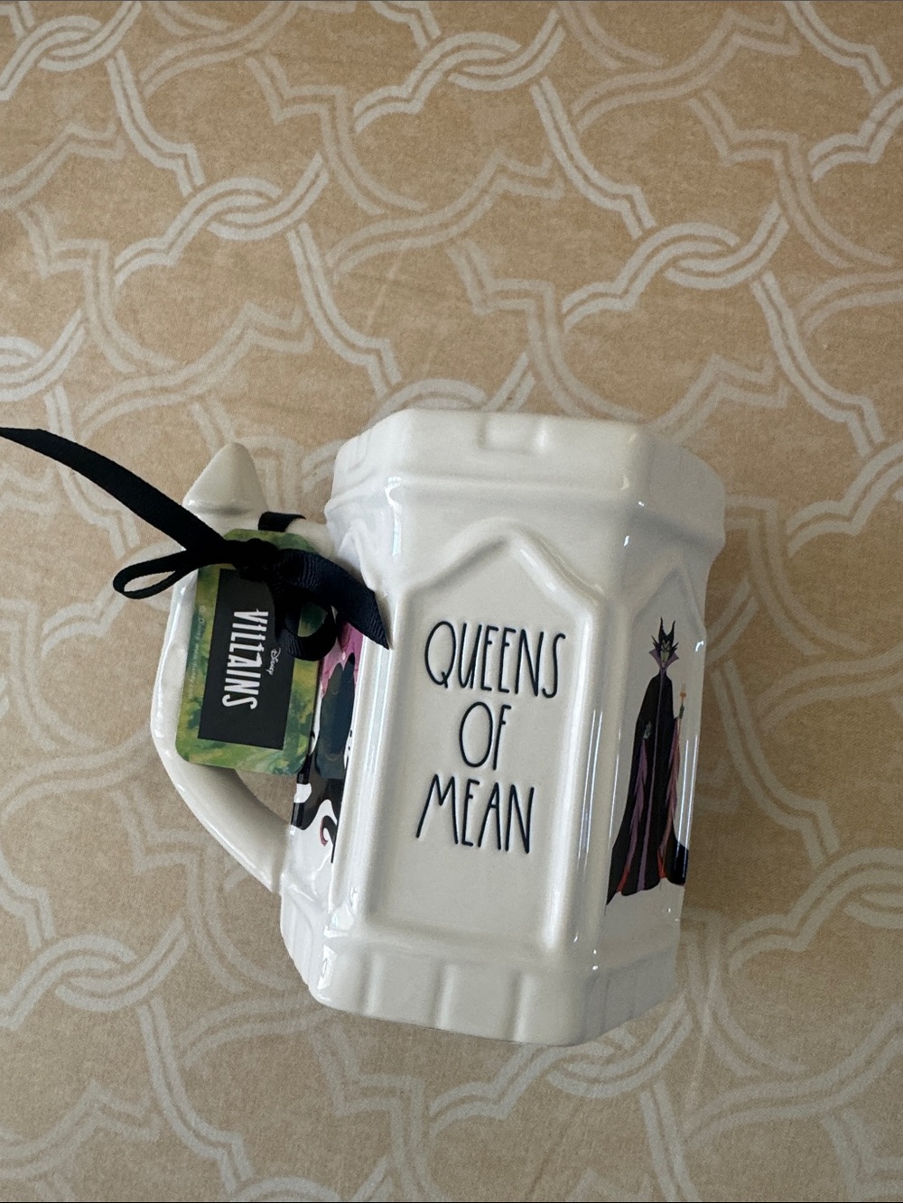 Rae Dunn White Ceramic "Queens of Mean" Mug with Black Lettering